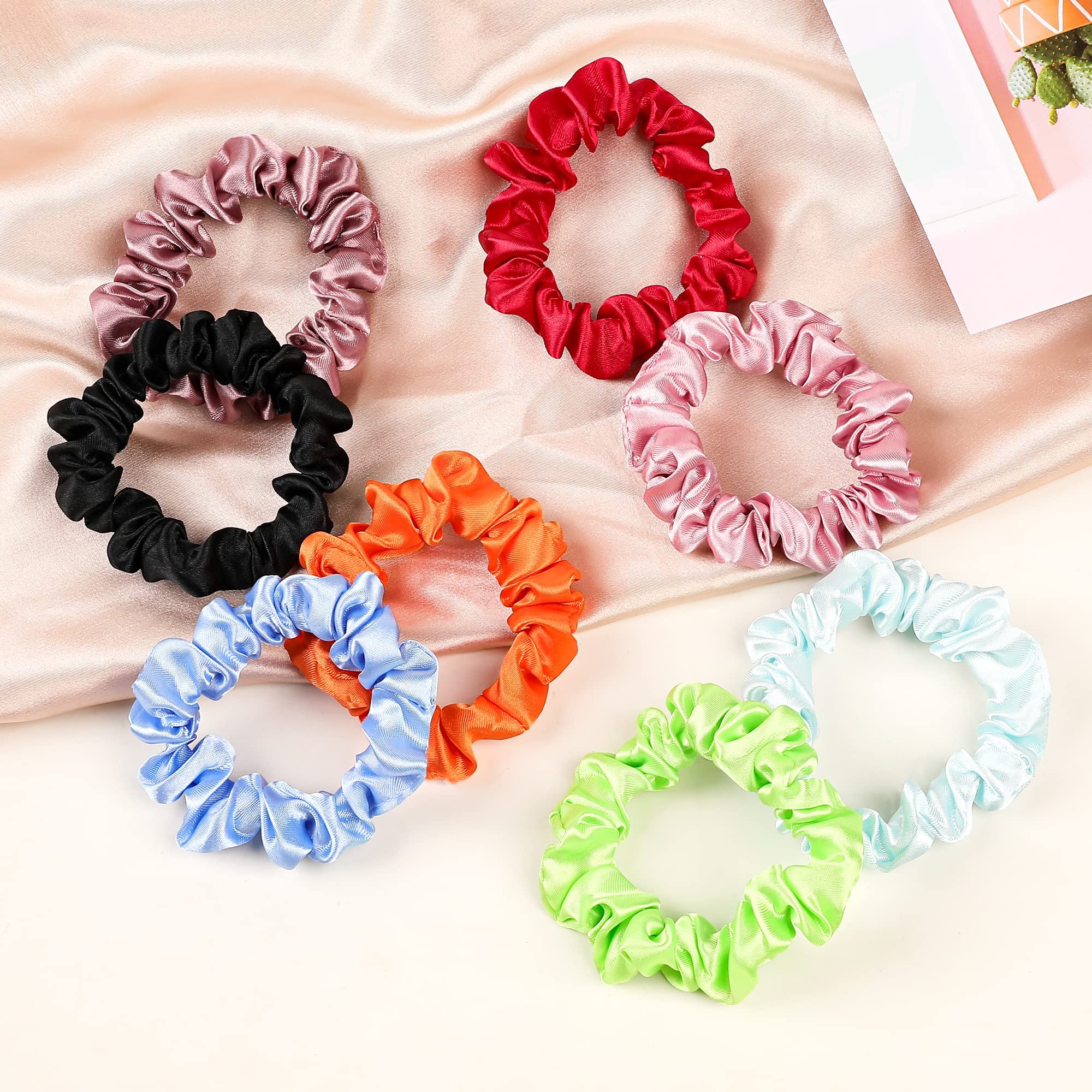 Custom Satin Silk Hair Ties Small Scrunchies for Women Girls Ponytail Holders Mini Bulk Scrunchies Elastic Hair Bands for Girl