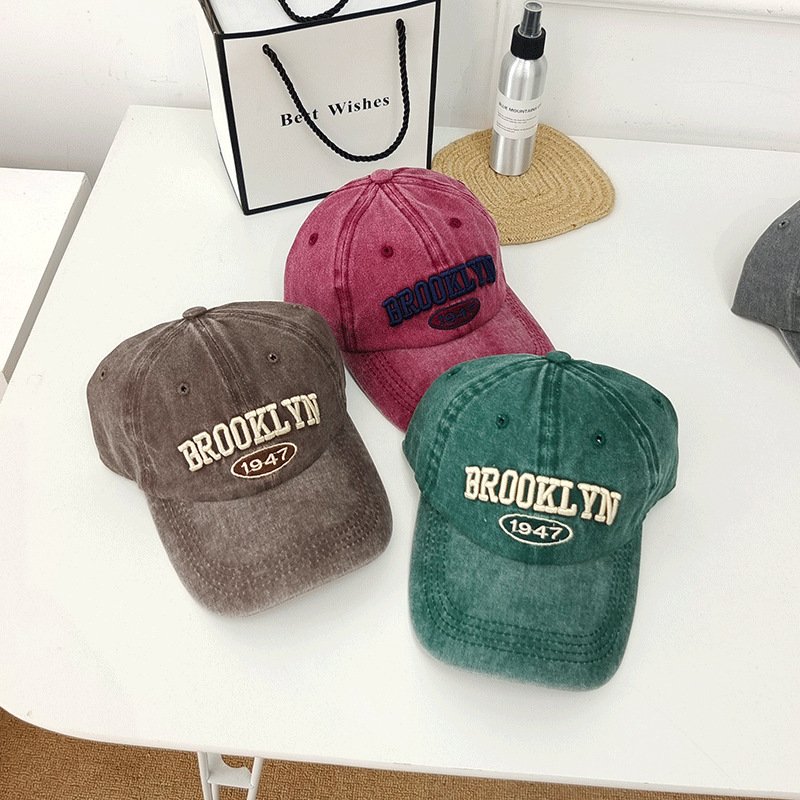 New Hotsales style Vintage burlap frayed Hardtop Simple Embroidery solid color round embroidered ripped adjustable baseball cap