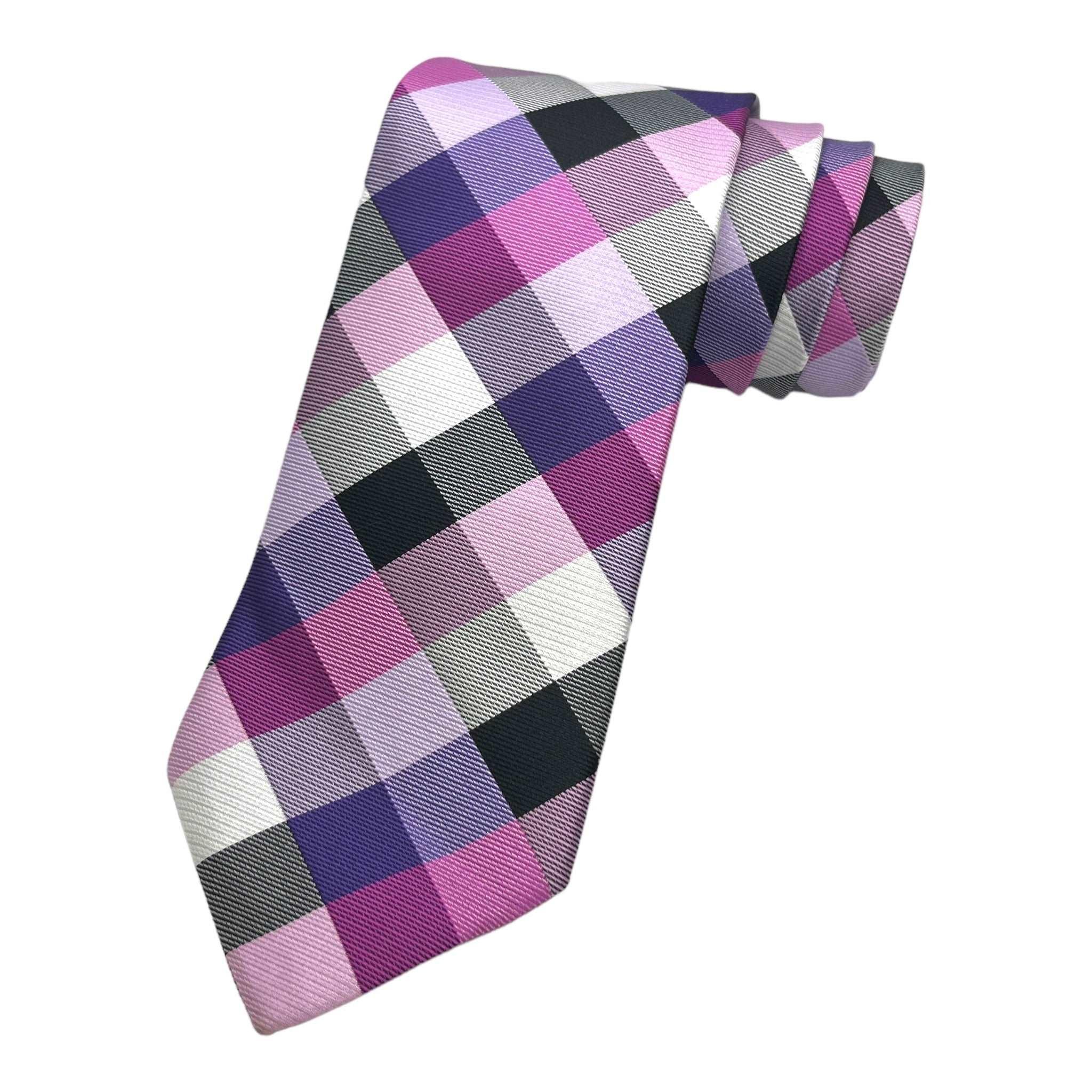 Multicolored Plaid Tie And Pocket Square Combo