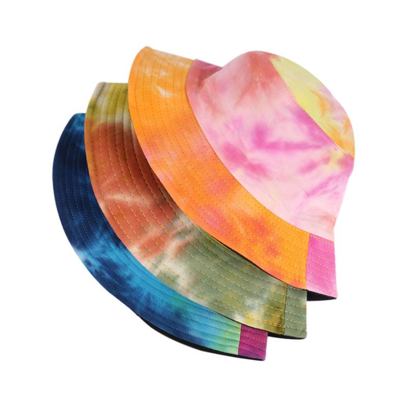 Cotton Tie Dyeing Reversible Bucket Hat Cloche Hat Fisher Sun Hat