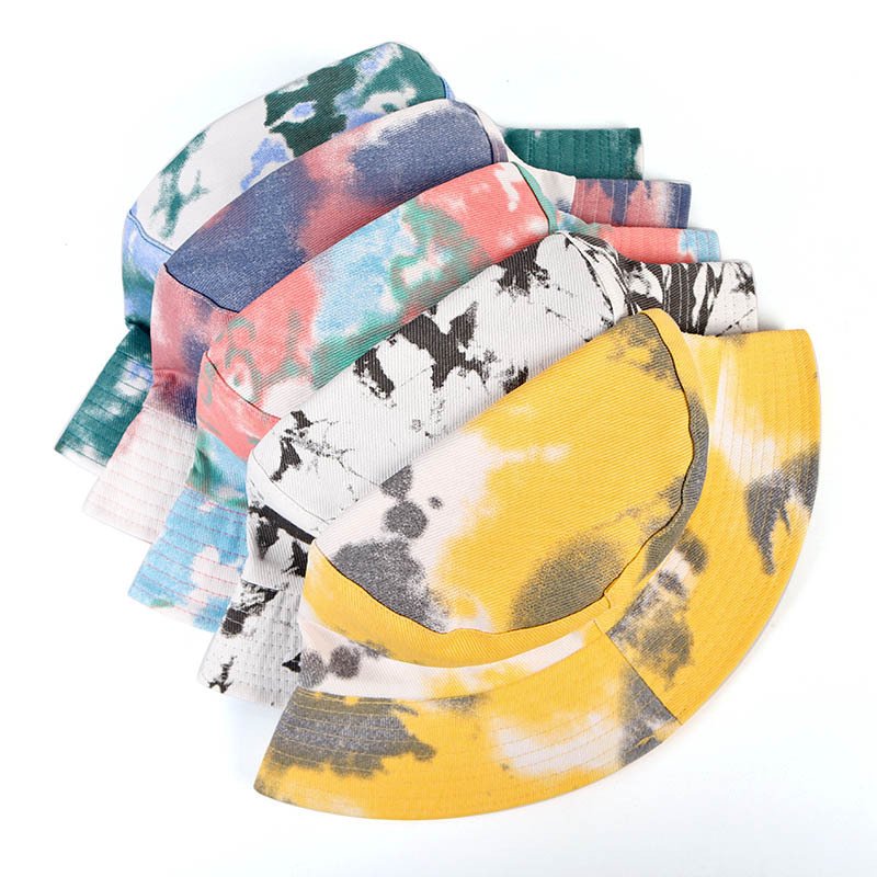 Cotton Tie Dyeing Reversible Bucket Hat Cloche Hat Fisher Sun Hat