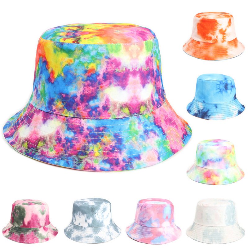 Cotton Tie Dyeing Reversible Bucket Hat Cloche Hat Fisher Sun Hat