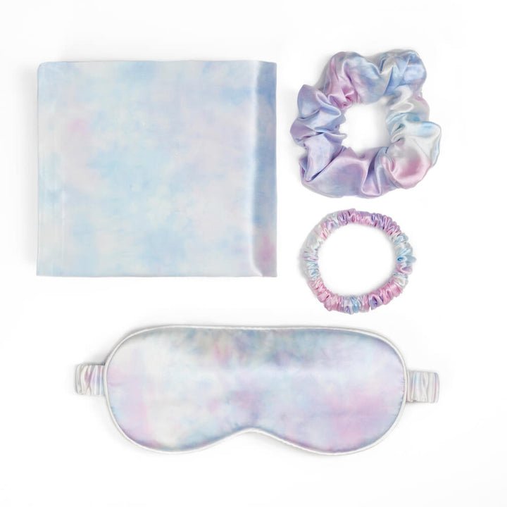Custom logo label silk eye mask and pillowcase silk scrunchies packaging 100% mulberry silk pillow case gift set