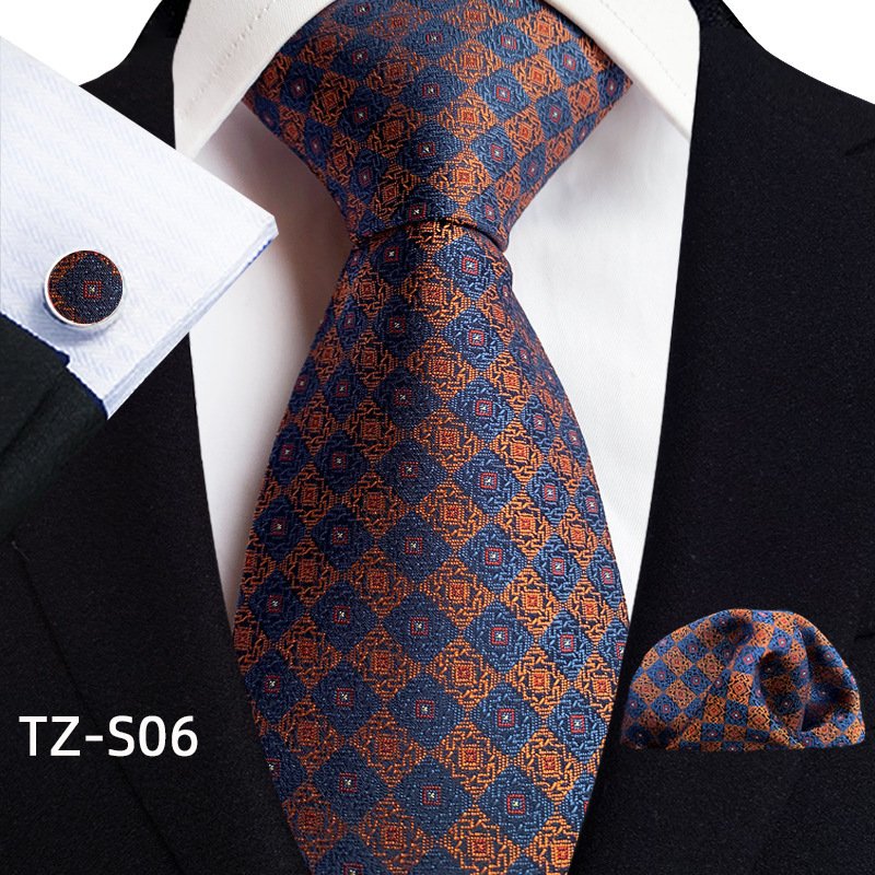 Designer Men's Silk Tie Set Luxury Black Silver Blue Paisley Business Wedding Neck Tie For Men Pocket Square Cufflinks Gift Set