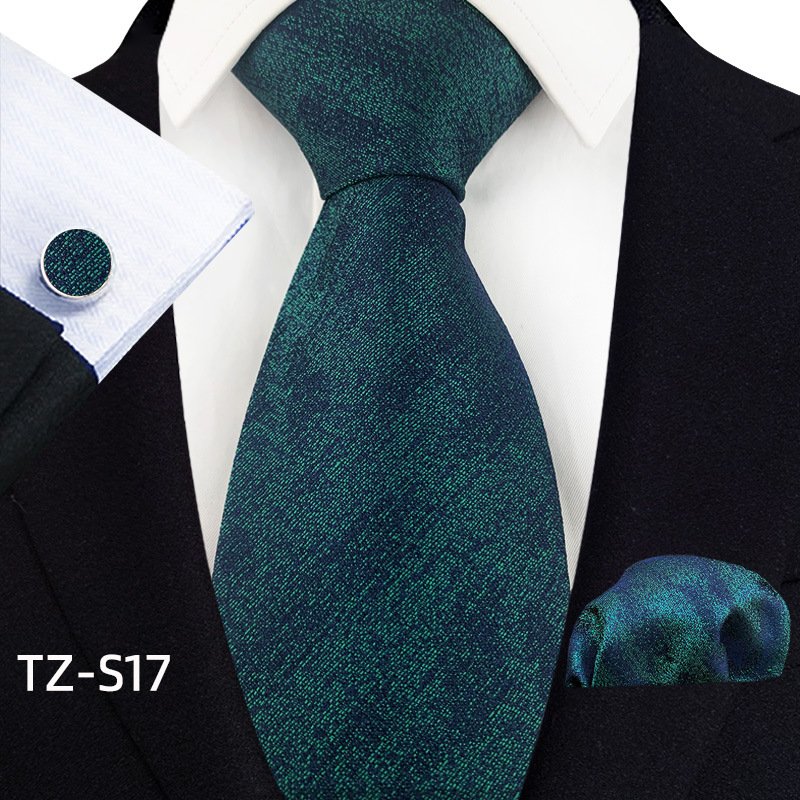 Designer Men's Silk Tie Set Luxury Black Silver Blue Paisley Business Wedding Neck Tie For Men Pocket Square Cufflinks Gift Set