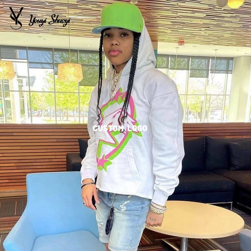 YYSY Cotton Screen Printing Hoodies Sweatshirts Pullover Manufacturer Custom 3D Puff Print Raw Hem Hoodie For Men