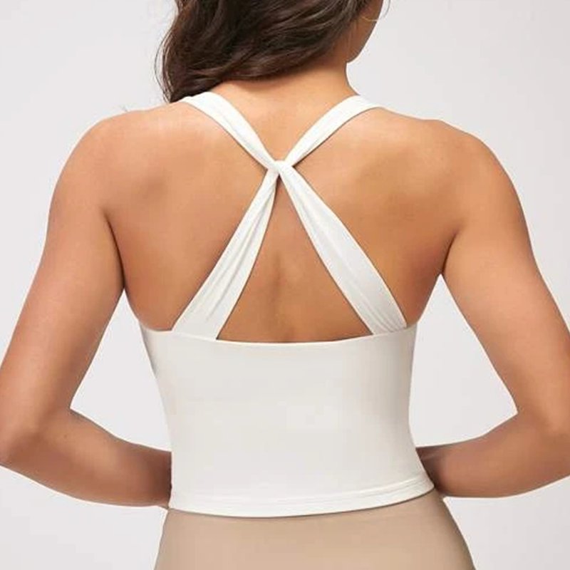 L230482 Factory Custom Women Active Yoga Tops Breathable High Stretch Tie Up Back Sport Crop Bra