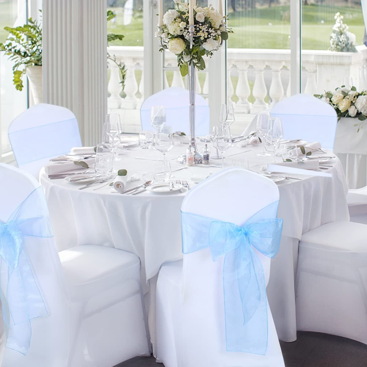 Organza Chair Sashes Bows - Babenest Premium 30 pcs Chair Ties Ribbons for Wedding Banquet Party Baby Shower Events Decoration