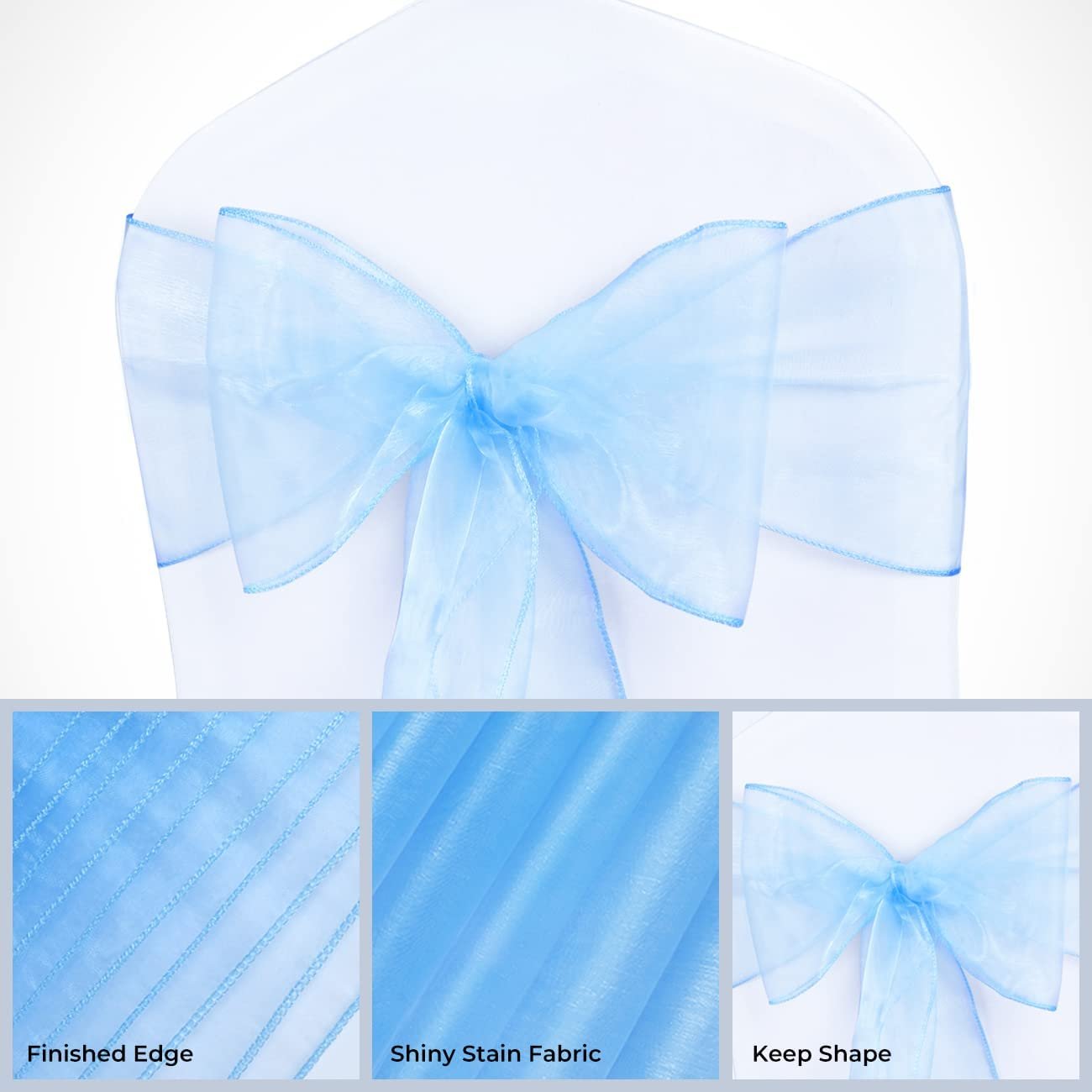 Organza Chair Sashes Bows - Babenest Premium 30 pcs Chair Ties Ribbons for Wedding Banquet Party Baby Shower Events Decoration