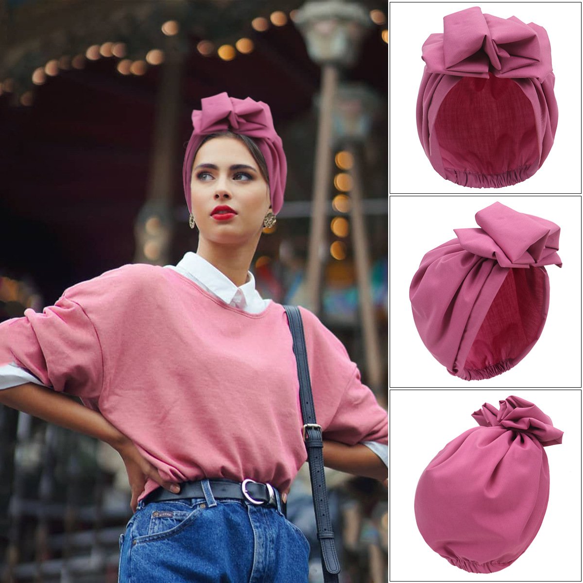 Wholesale Latest Stretchy Cloche Cap Women Wrap Head Knot Turban Hat Flower Hairband Ladies Headwear Headwraps Accessories