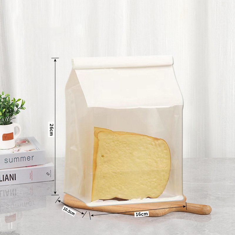 Custom Logo Transparent Bread Pack Paper Kraft Toast White Food Gravure Printing Bread Bags Loaf Bakery Bag With Window