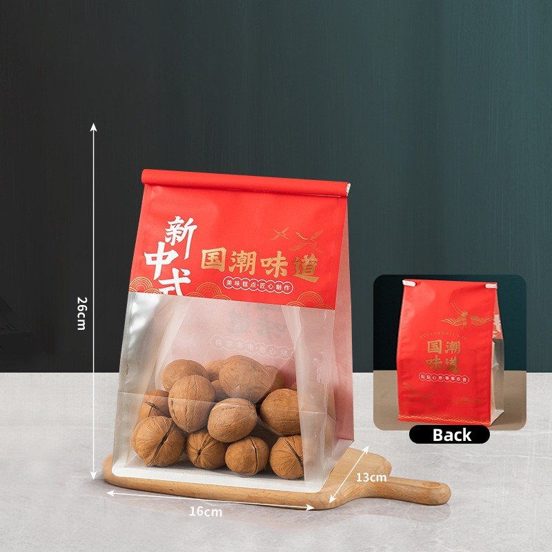 Custom Logo Transparent Bread Pack Paper Kraft Toast White Food Gravure Printing Bread Bags Loaf Bakery Bag With Window