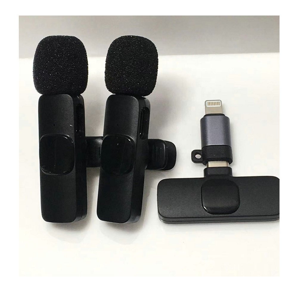 Noise reduction long distance K9 Microphone Dual mic Type C IOS Wireless micro Tie for Android iPhone Phone Video Live show