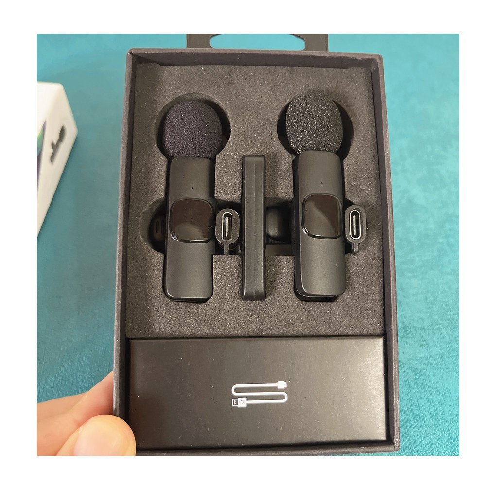 Noise reduction long distance K9 Microphone Dual mic Type C IOS Wireless micro Tie for Android iPhone Phone Video Live show