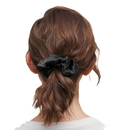 logo box customized girl's ponytail holder silk hair ties 16 19 22mm 100% pure mulberry silk scrunchies with high elasticity