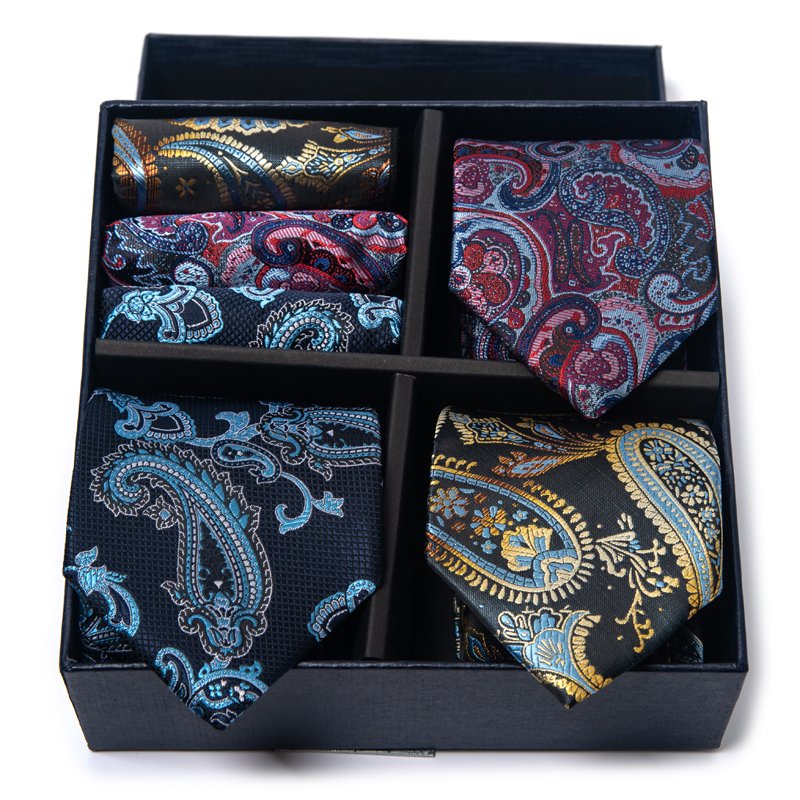 Luxury Hot Sale 3 Set Tie Handkerchief Set Pocket Squares Necktie For Men Suit Accessories Paisley Wedding Tie