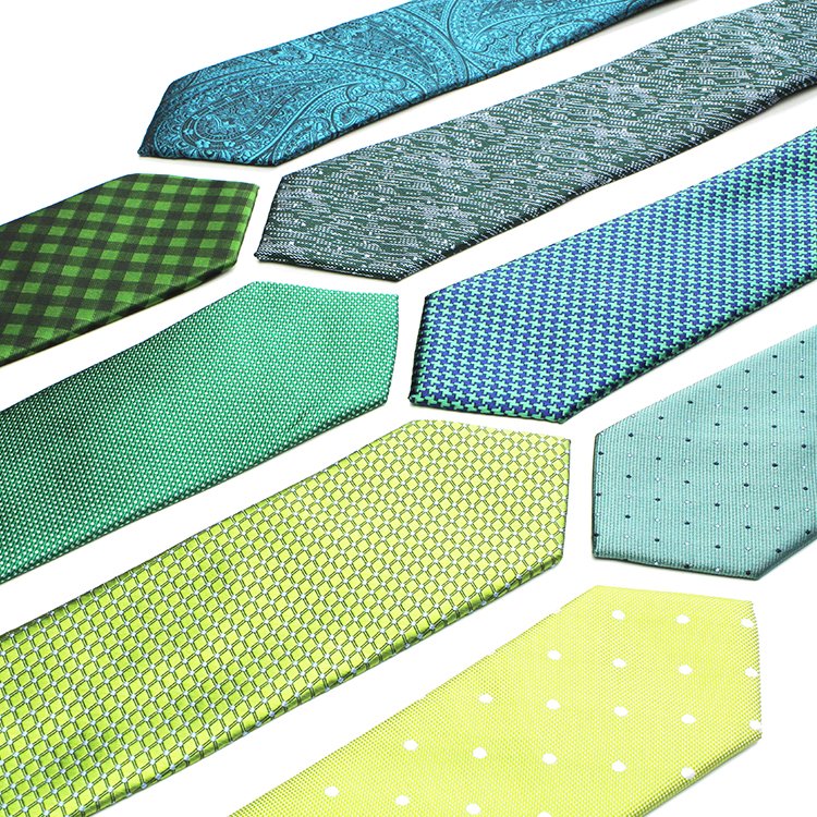 Latest fashion green jacquard silk ties in bulk for men