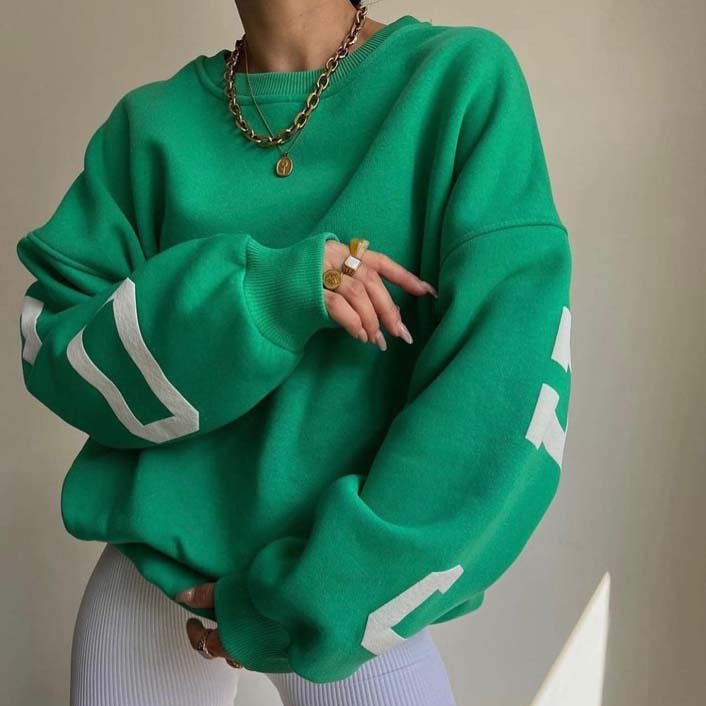 Street wear Big logo Letter fashion printed thickened long-sleeved loose oversize hoodies sweatshirt for women