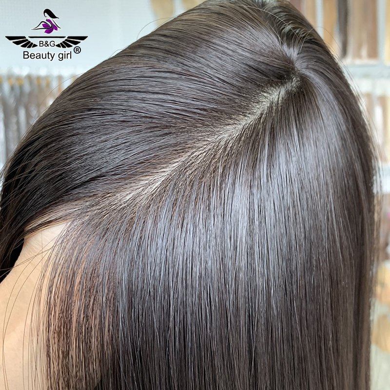 beauty girl full pu hairpiece replacement topper wigs hand tied injection super thin skin human hair toupee for women