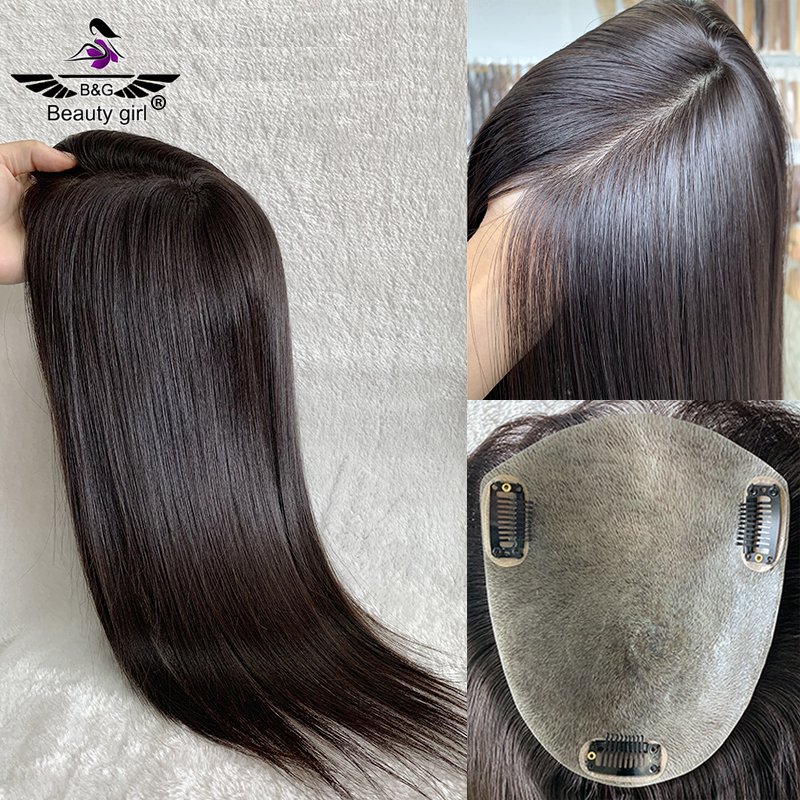 beauty girl full pu hairpiece replacement topper wigs hand tied injection super thin skin human hair toupee for women