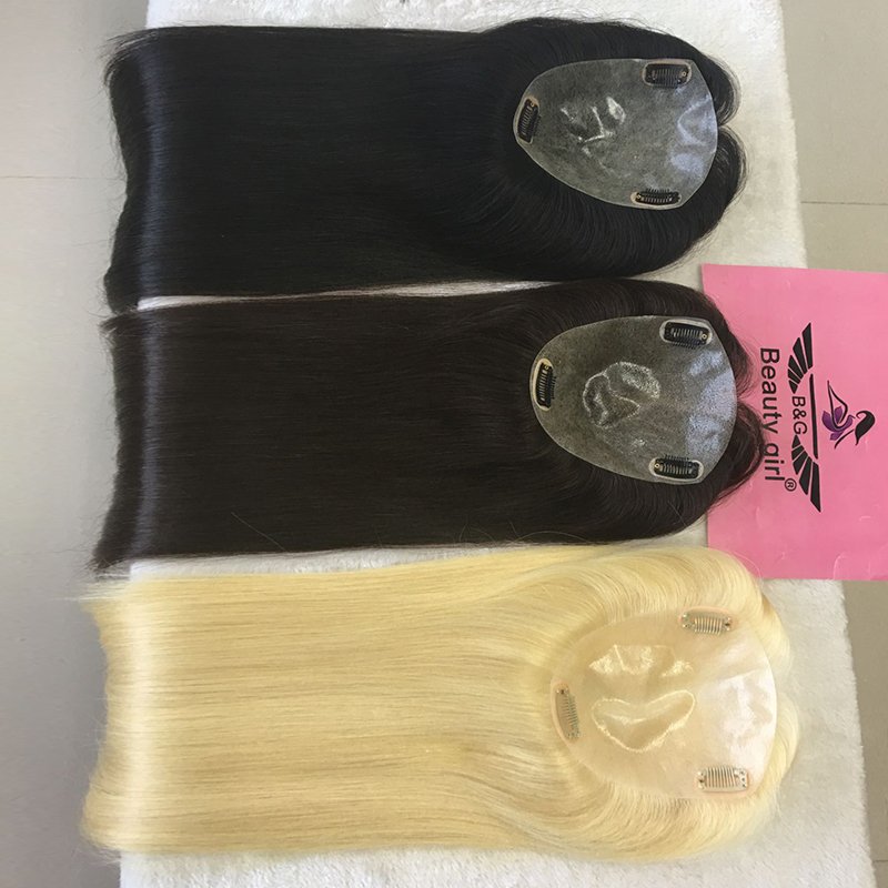 beauty girl full pu hairpiece replacement topper wigs hand tied injection super thin skin human hair toupee for women