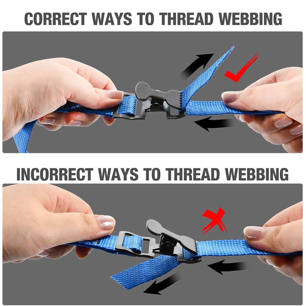 Custom Logo Heavy Duty Polyester 1" Webbing Cargo Lashing Strap Secure Utility Alligator Thumb Cam Buckle Tie Down Strap