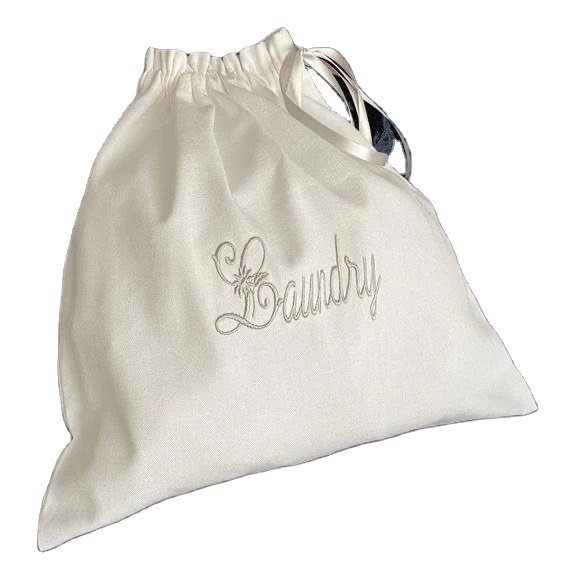 Wholesale Reusable Organic Cotton Drawstring Bag Custom Logo Embroidery Muslin Pouch Jewelry Dust