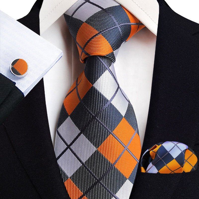 Modern style cravatte per uomo men ties with pocket squares cufflink corbatas para hombres necktie set men tie set