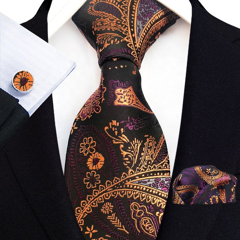Modern style cravatte per uomo men ties with pocket squares cufflink corbatas para hombres necktie set men tie set