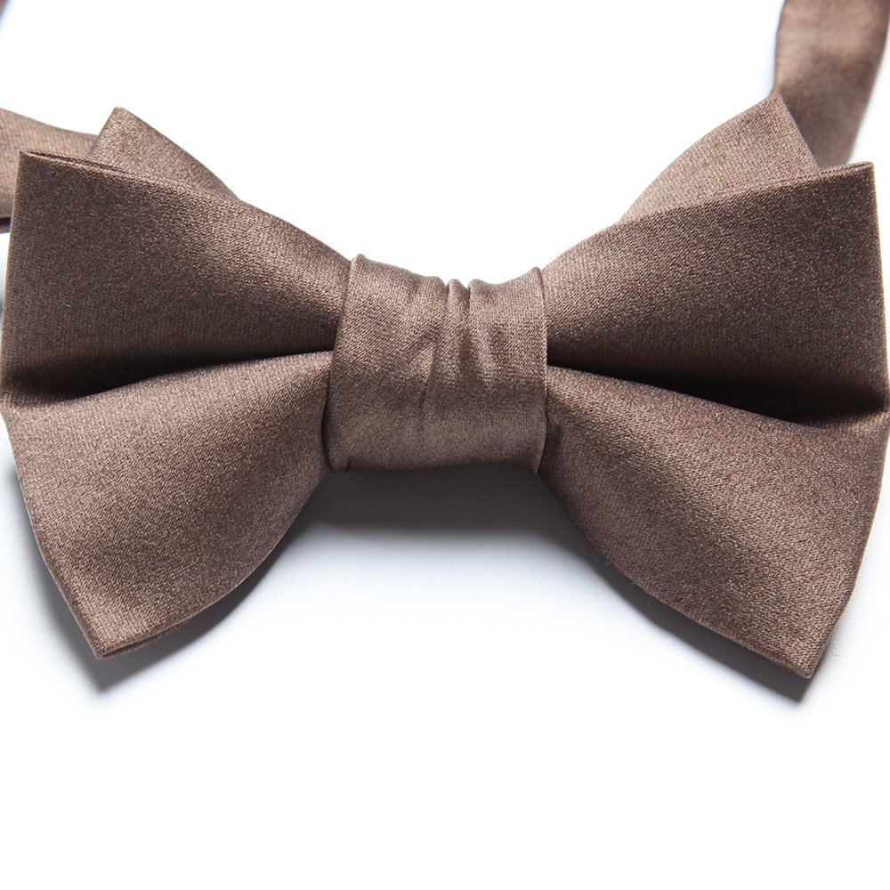 Newest design mens silk satin pre tied neck boys bowtie brown large butterfly bow ties for men
