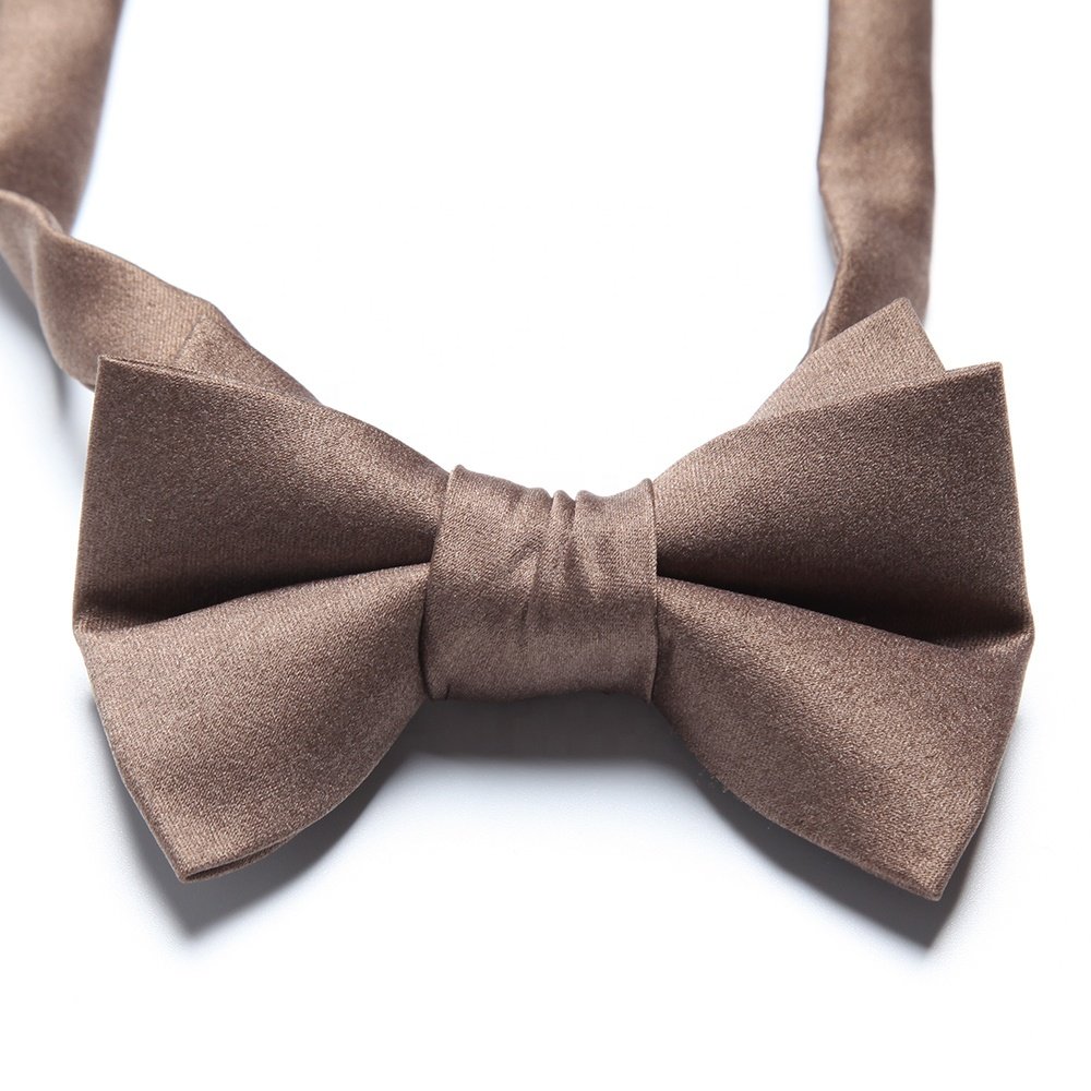 Newest design mens silk satin pre tied neck boys bowtie brown large butterfly bow ties for men