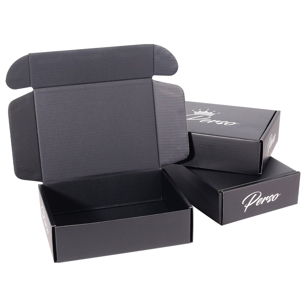 Good Price Folding UV Logo Printing Custom Black Mailer Corrugated Box Packaging