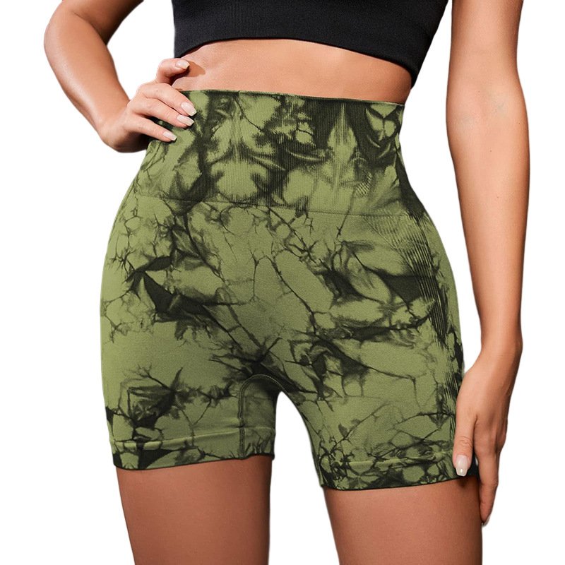 Thickened Seamless Tie-Dye Yoga Pants High Waist Tummy Control Yoga Leggings HIP Lift Fitness Short Leggings for Women