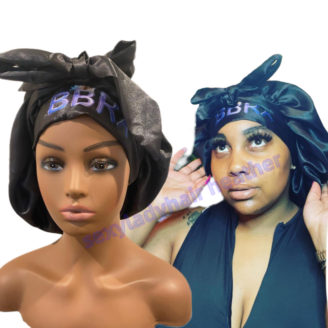 SALE satin silk tie bonnet with long band hair accessories braid bonnets and satin hair wraps bonnets with logo