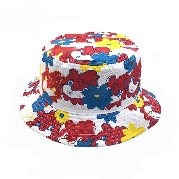 Wholesale Breathable Foldable Floral Printed Flat Top Brim Bucket Outdoor Fishing Quick Dry Sun Hat