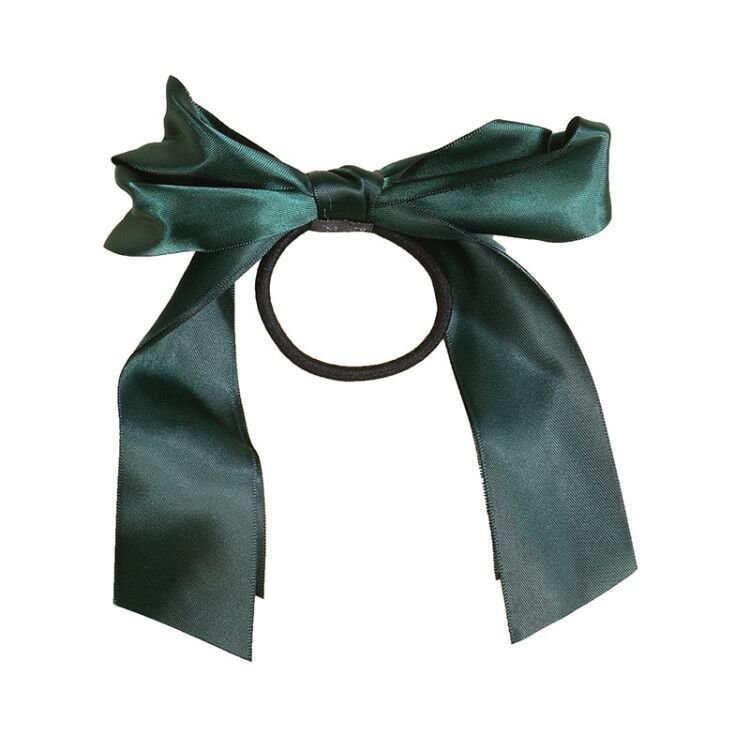 Korean Bow-Knot Elastic Hair Bands Accessories Fashion Hair Band Long Ribbon Bow Ponytail Hair Tie Scrunchies Women Girls