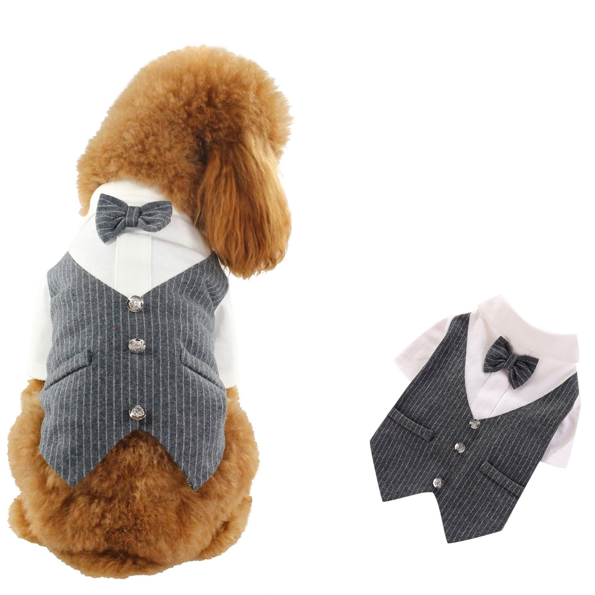 Maychan Fashion Gentleman Dog Clothes Wedding Suit Formal Shirt For Small Dogs Bowtie Tuxedo Pet Outfit For Cats