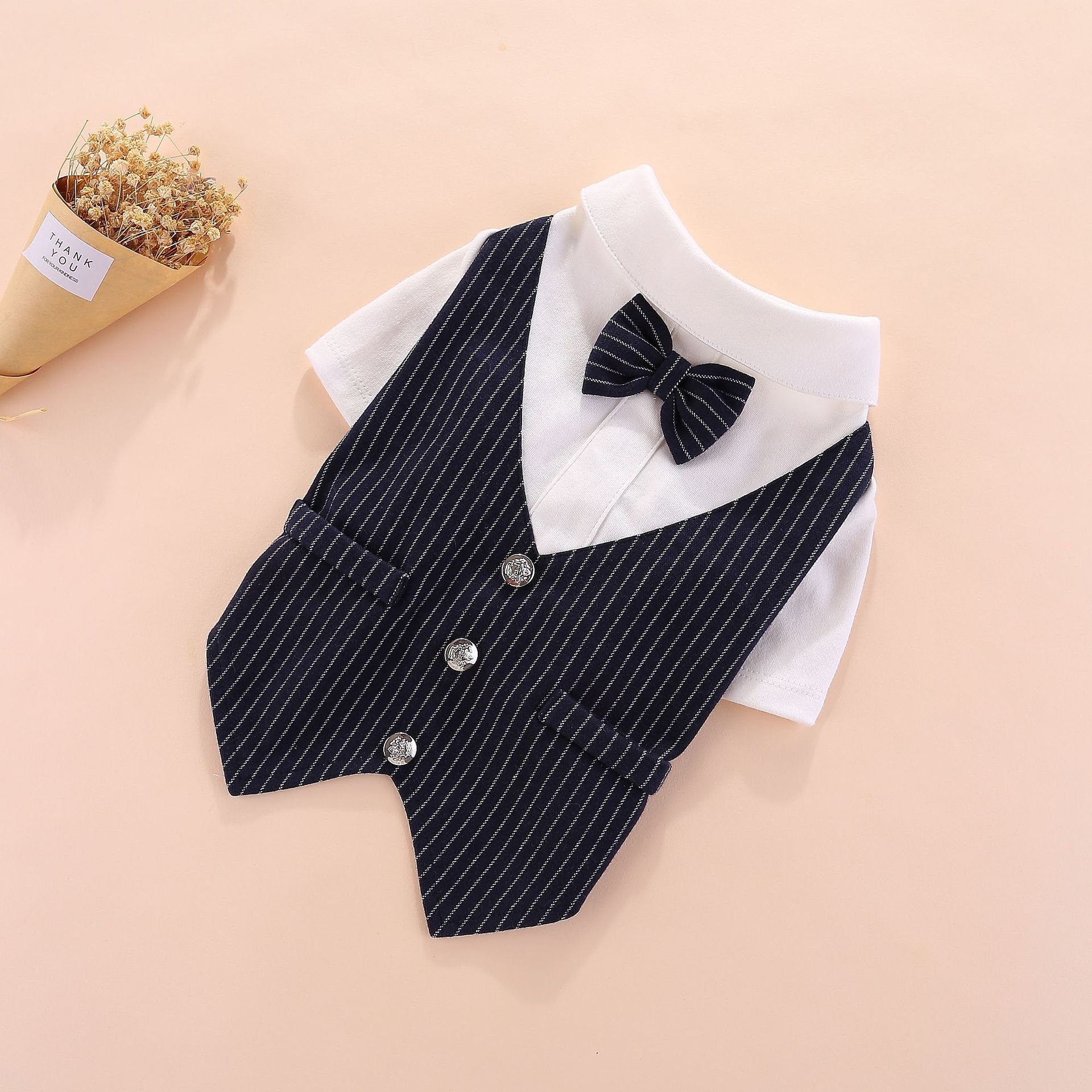 Maychan Fashion Gentleman Dog Clothes Wedding Suit Formal Shirt For Small Dogs Bowtie Tuxedo Pet Outfit For Cats