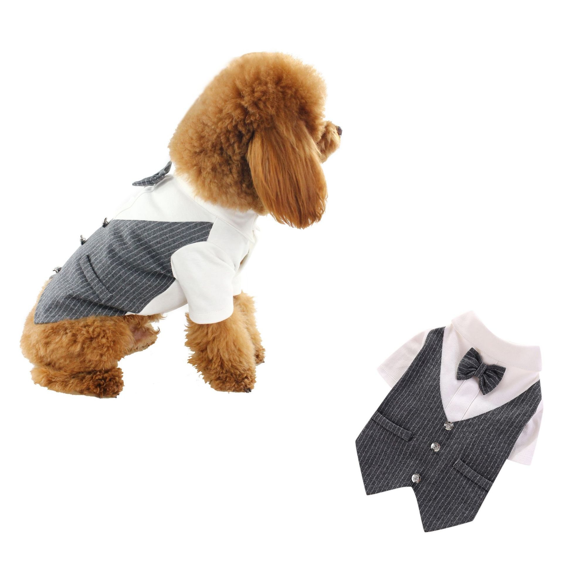 Maychan Fashion Gentleman Dog Clothes Wedding Suit Formal Shirt For Small Dogs Bowtie Tuxedo Pet Outfit For Cats