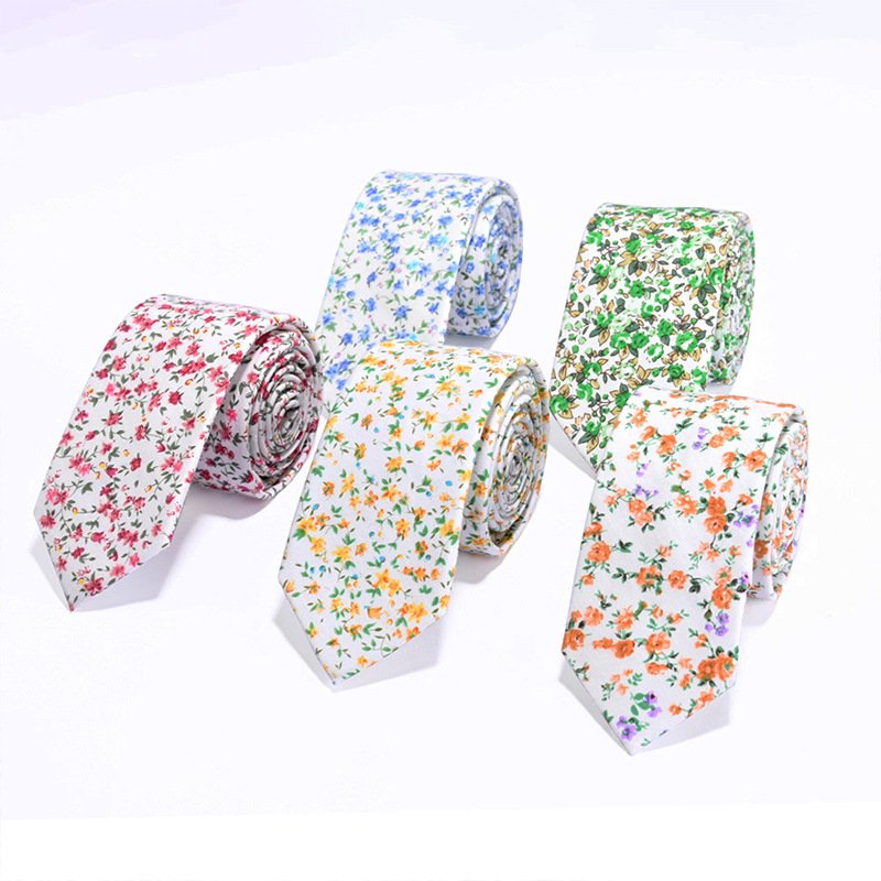 Manufacturers spot wholesale new printed cotton tie men's cotton floral business leisure printed hand tie