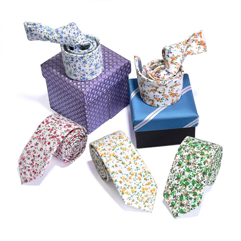 Manufacturers spot wholesale new printed cotton tie men's cotton floral business leisure printed hand tie