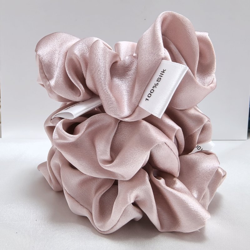 sweet dusty pink silk hair scrunches accessories hair tie champagne 3.5cm 100% pure mulberry silk scrunchies