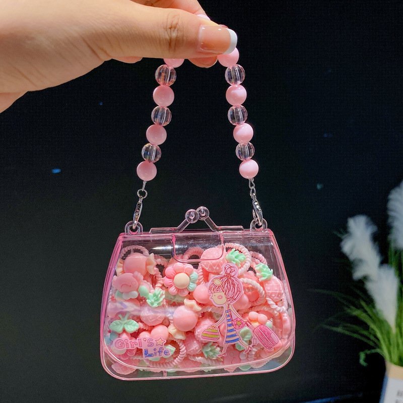 New Cute Cartoon Leather Hair Ties Little Girls Babies Portable Box Set Flowers Headband Children's Hair Accessories Gift Box