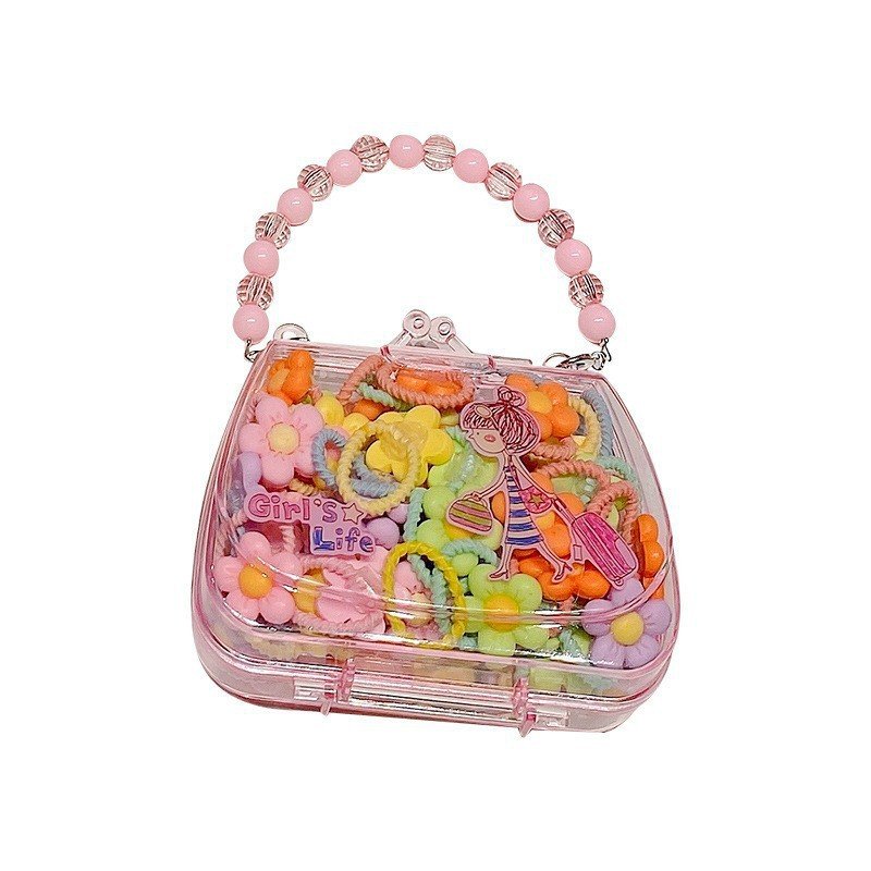 New Cute Cartoon Leather Hair Ties Little Girls Babies Portable Box Set Flowers Headband Children's Hair Accessories Gift Box
