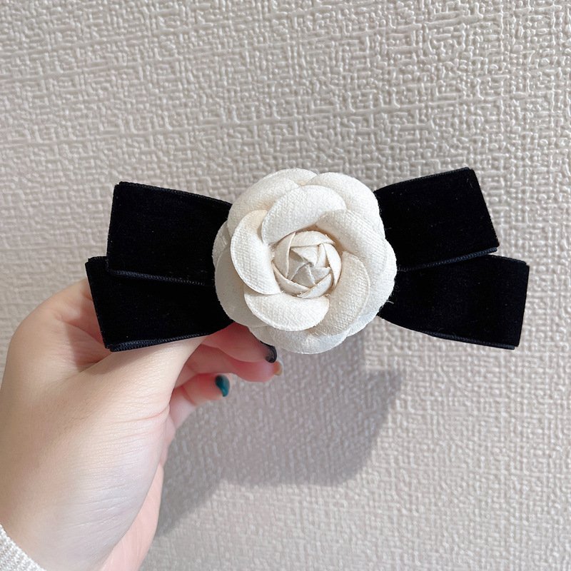 Korean female camellia brooch bow tie retro black velvet cc style bow tie corsage pin cost accessories