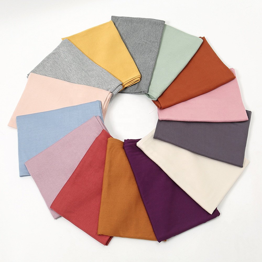 stock wholesale Instant Hijab New solid colour cotton jersey hijabs wrap turban hot sale monochrome soft scarf