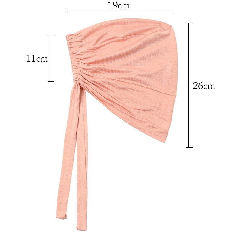 Newest Islamic muslim ruched elastic cotton jersey stretch tie back underscarf Head Scarf Hijab Cap Inner
