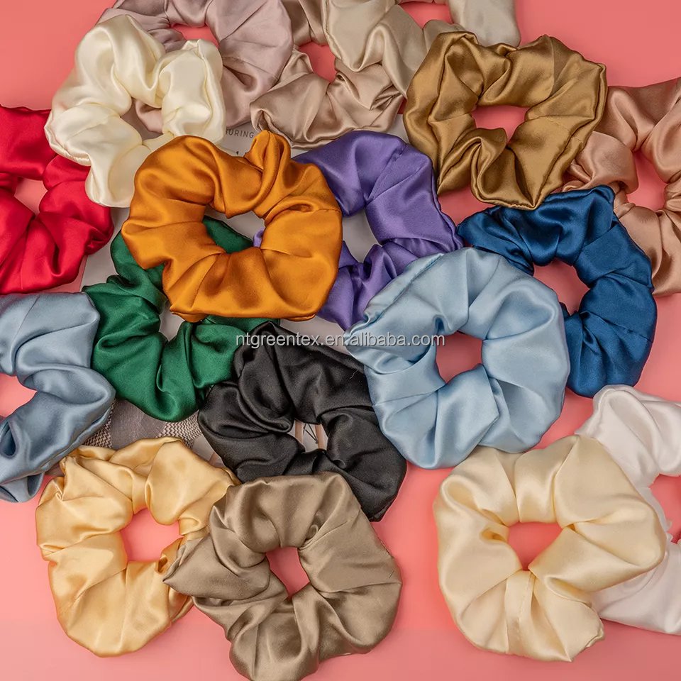 RTS 41 Colors Solid Color Luxury Silk 5CM Scrunchies Women Accessories Elastic Hair Band Hair Ties Girls Hairband
