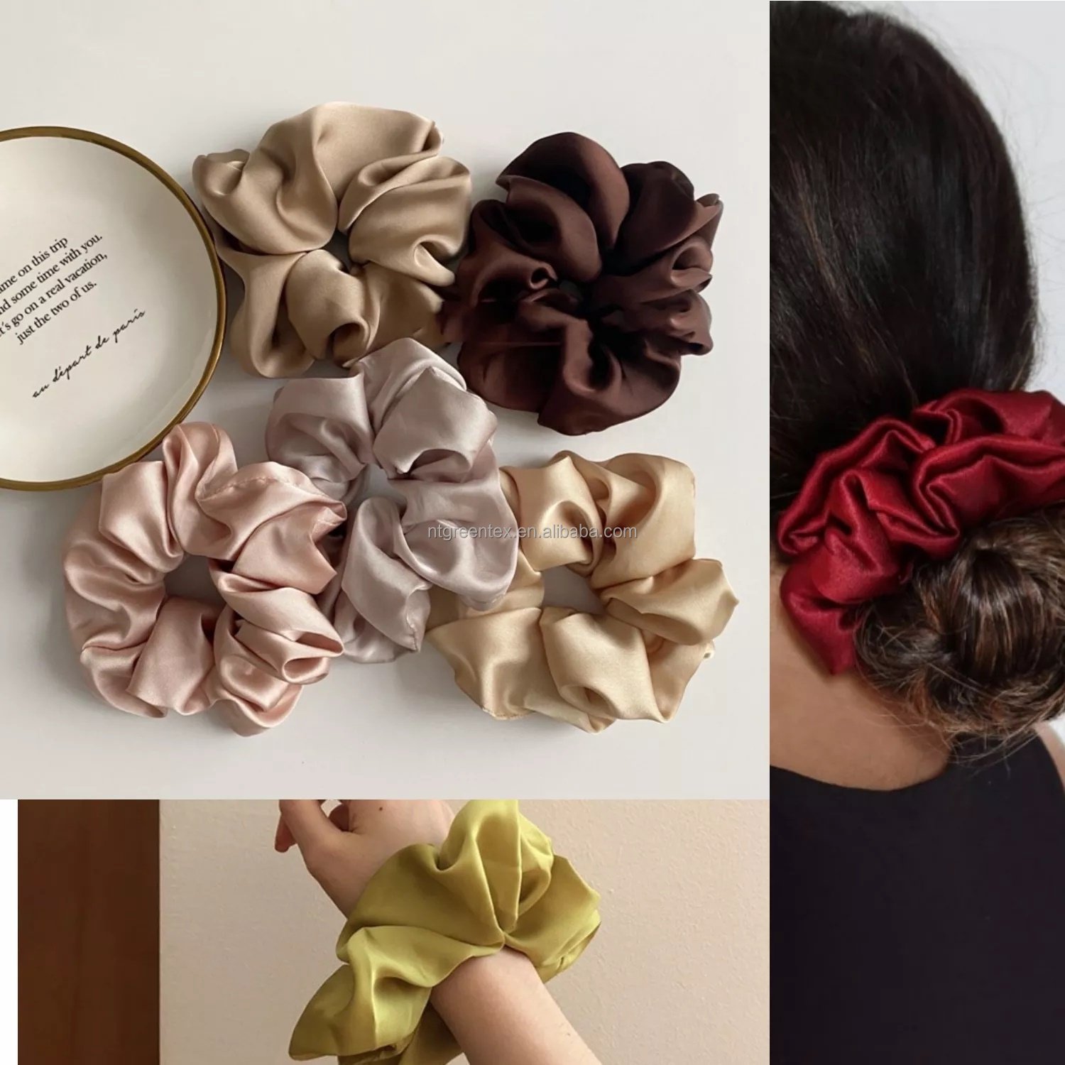 RTS 41 Colors Solid Color Luxury Silk 5CM Scrunchies Women Accessories Elastic Hair Band Hair Ties Girls Hairband