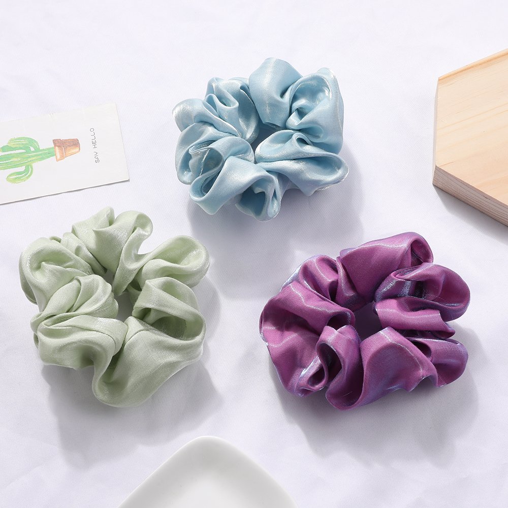 QIYUE Custom 20 Colors Available Fashion Luxury Gold Cord Silk Hair Scrunchies